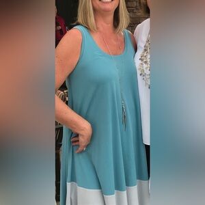 BCBGMaxAzria Teal and Gray High Low Dress